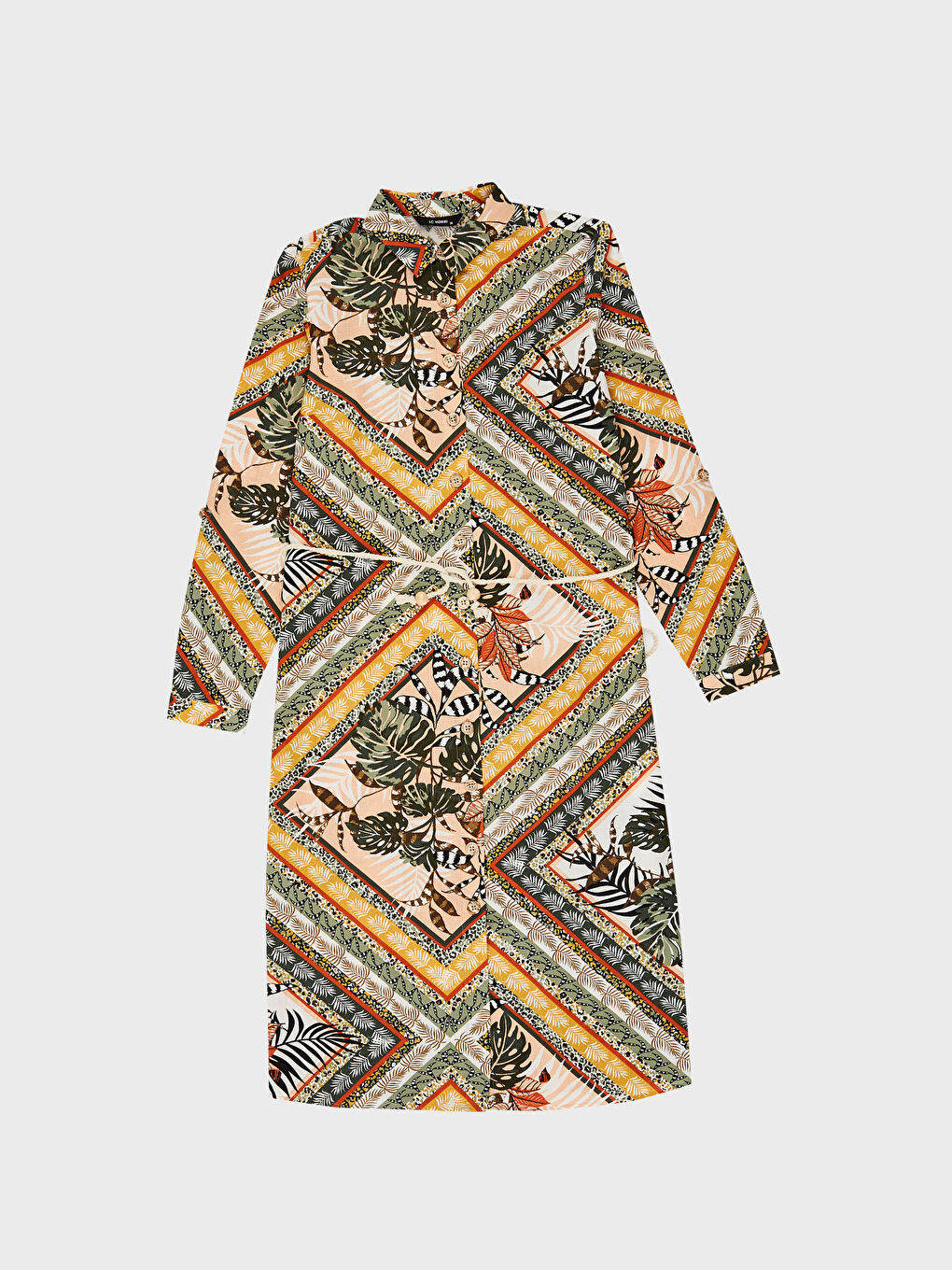 Bej Gömlek Yaka Uzun Kollu Kadın Tunik-1