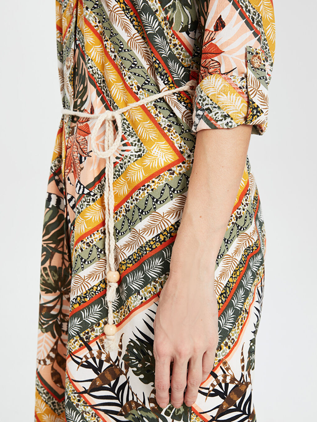 Bej Gömlek Yaka Uzun Kollu Kadın Tunik-5