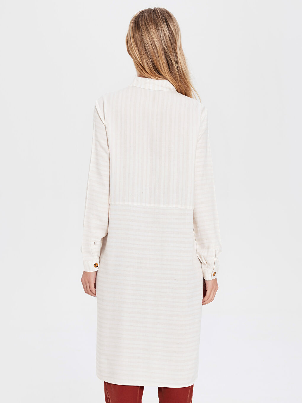 Standard Fit Long Sleeve Gabardine Women's Striped Viscose Tunic-10