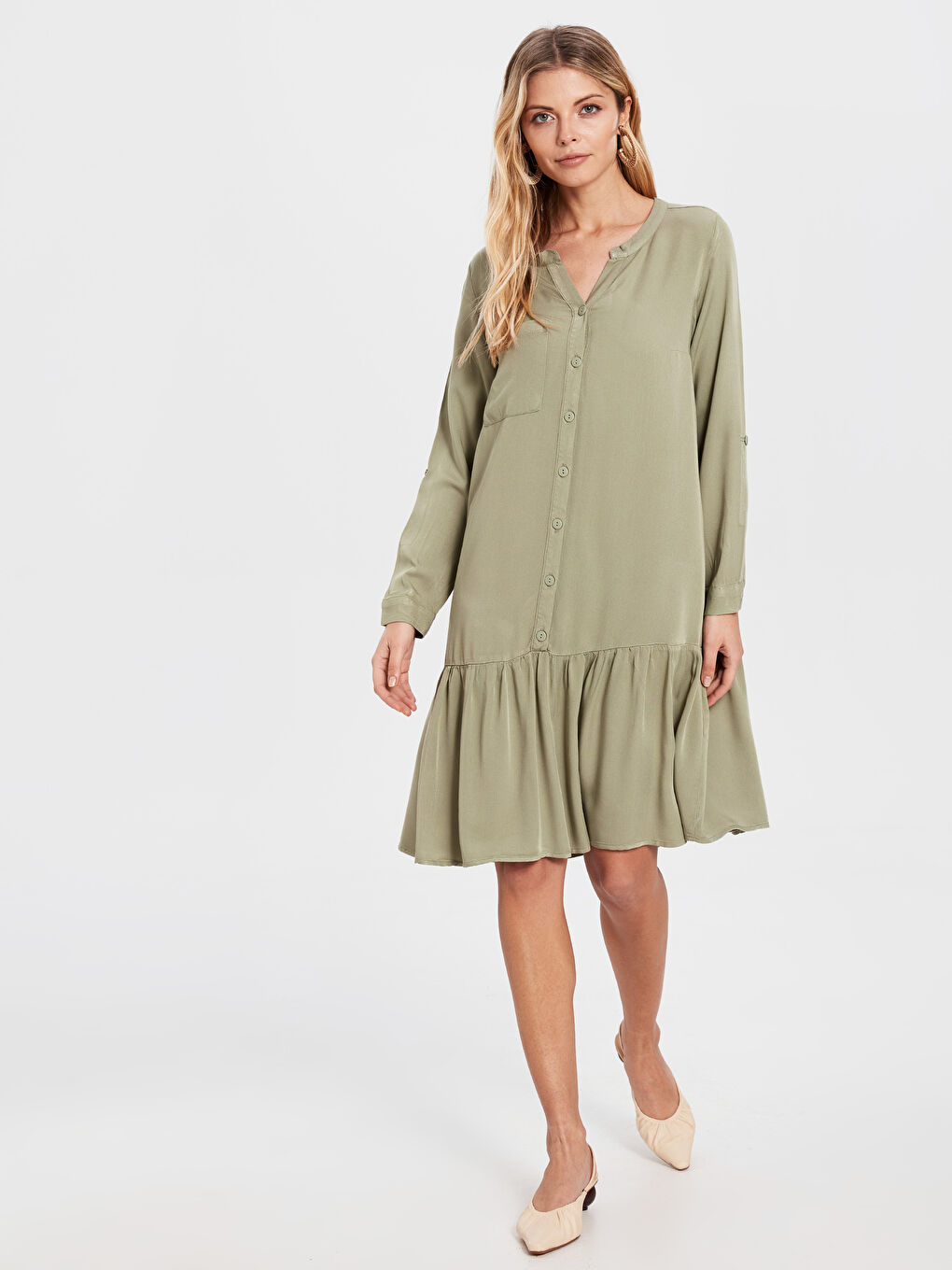 Женщины Хаки Платье-1