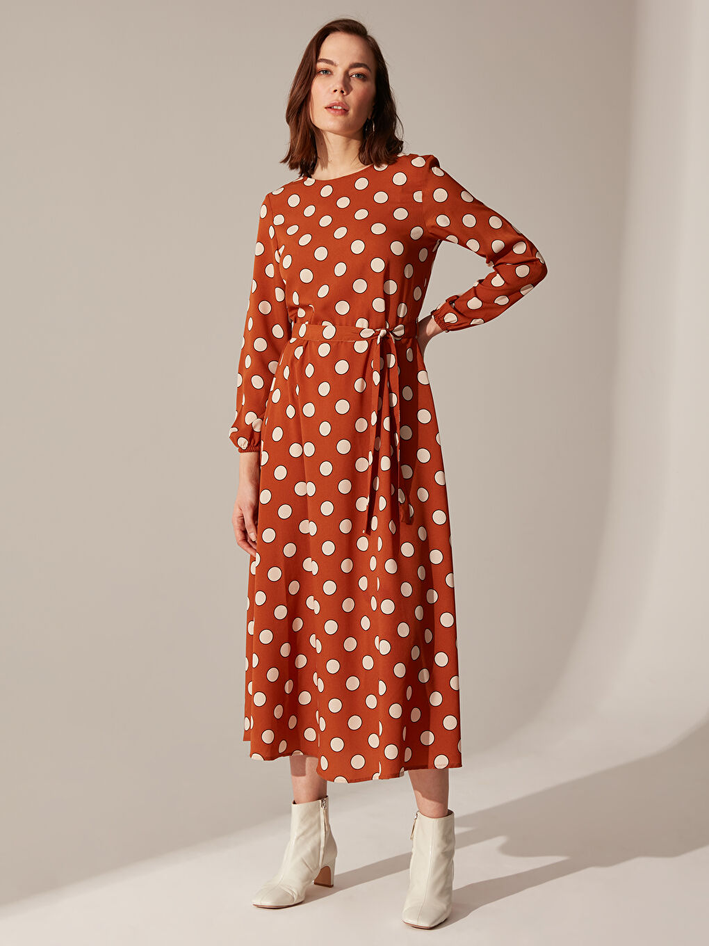 Standard Fit Long Sleeve Crepe Women's Dress-1