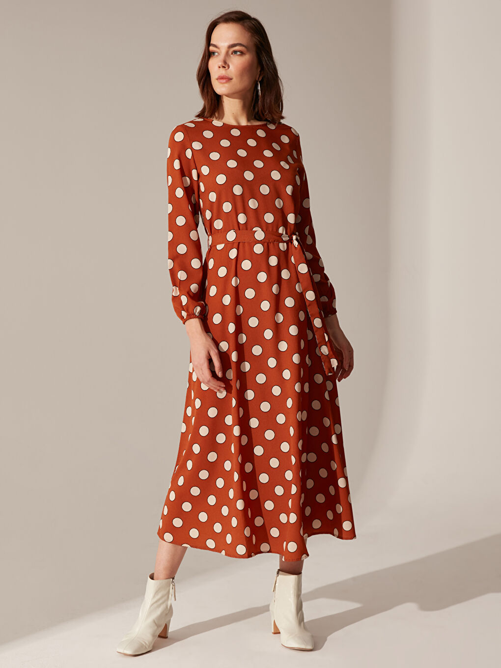 Standard Fit Long Sleeve Crepe Women's Dress-2