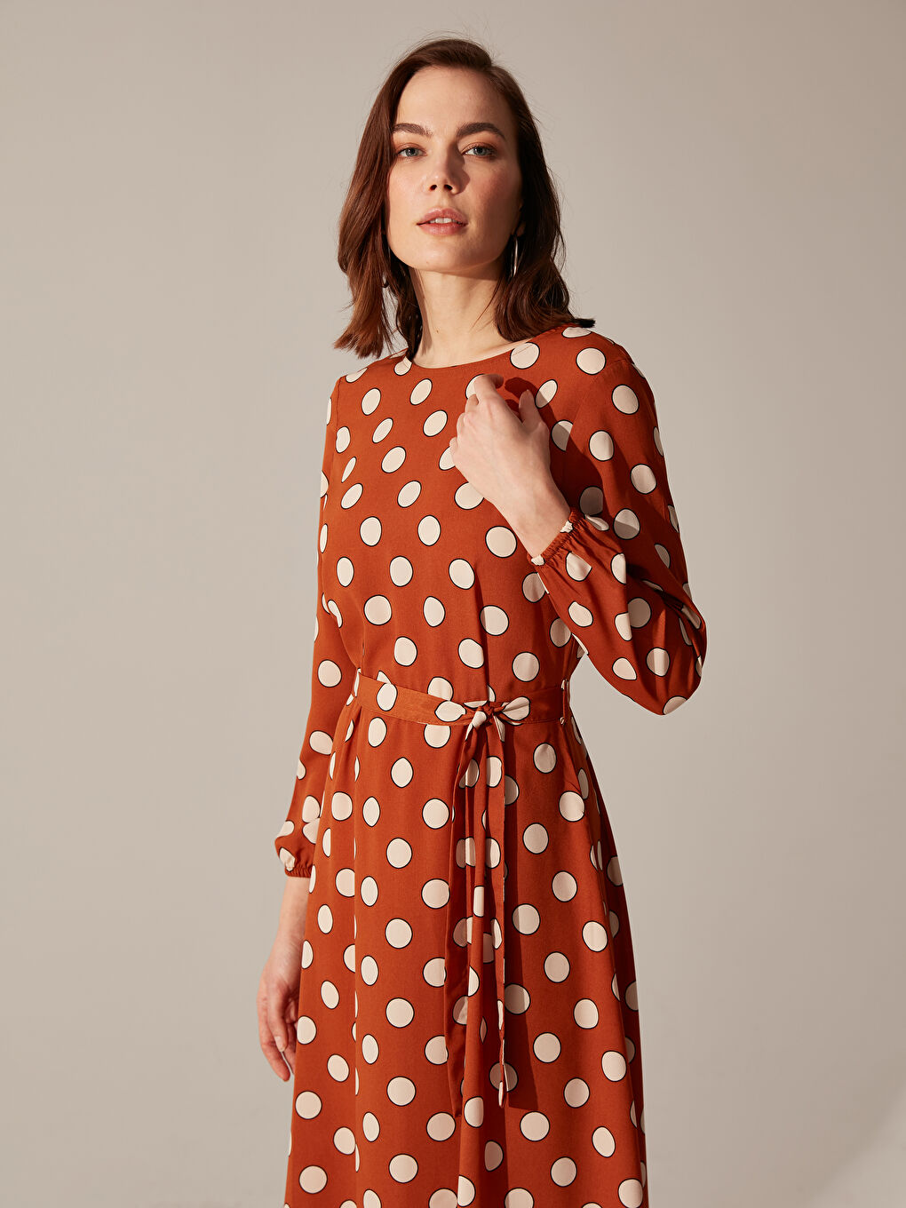 Standard Fit Long Sleeve Crepe Women's Dress-3