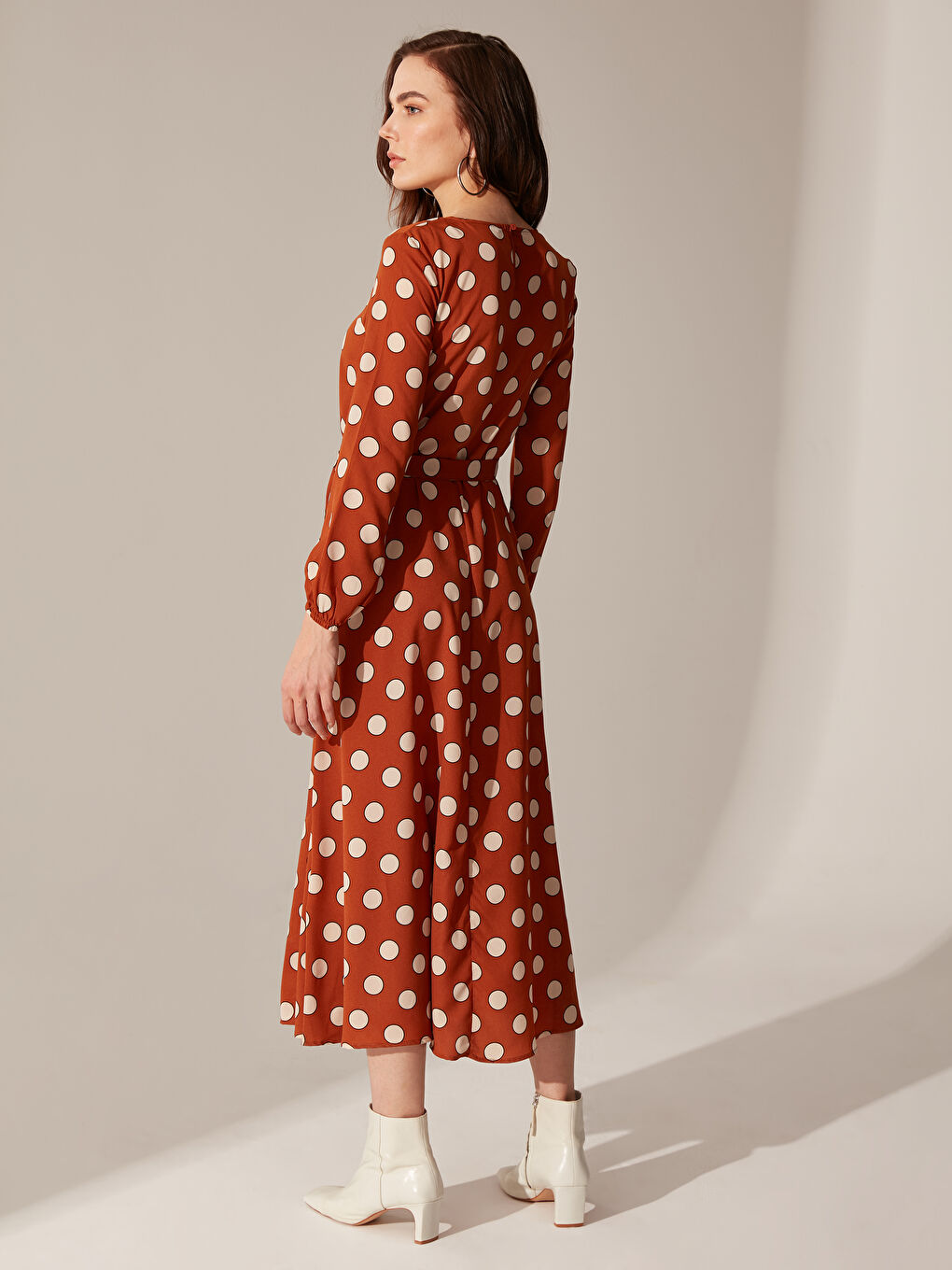 Standard Fit Long Sleeve Crepe Women's Dress-4