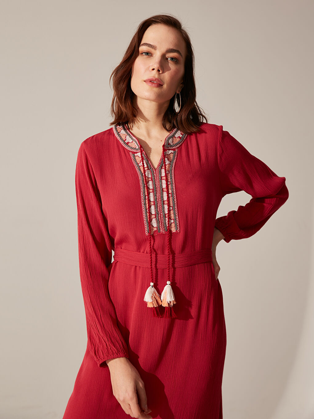 Robe ROUGE BORDEAUX Femme-5