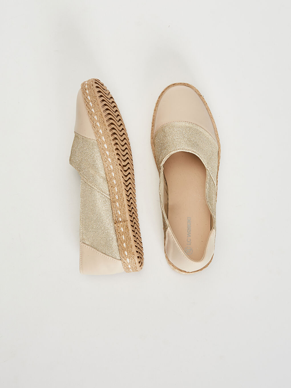 Bej Kadın Parlak Espadril Ayakkabı-3