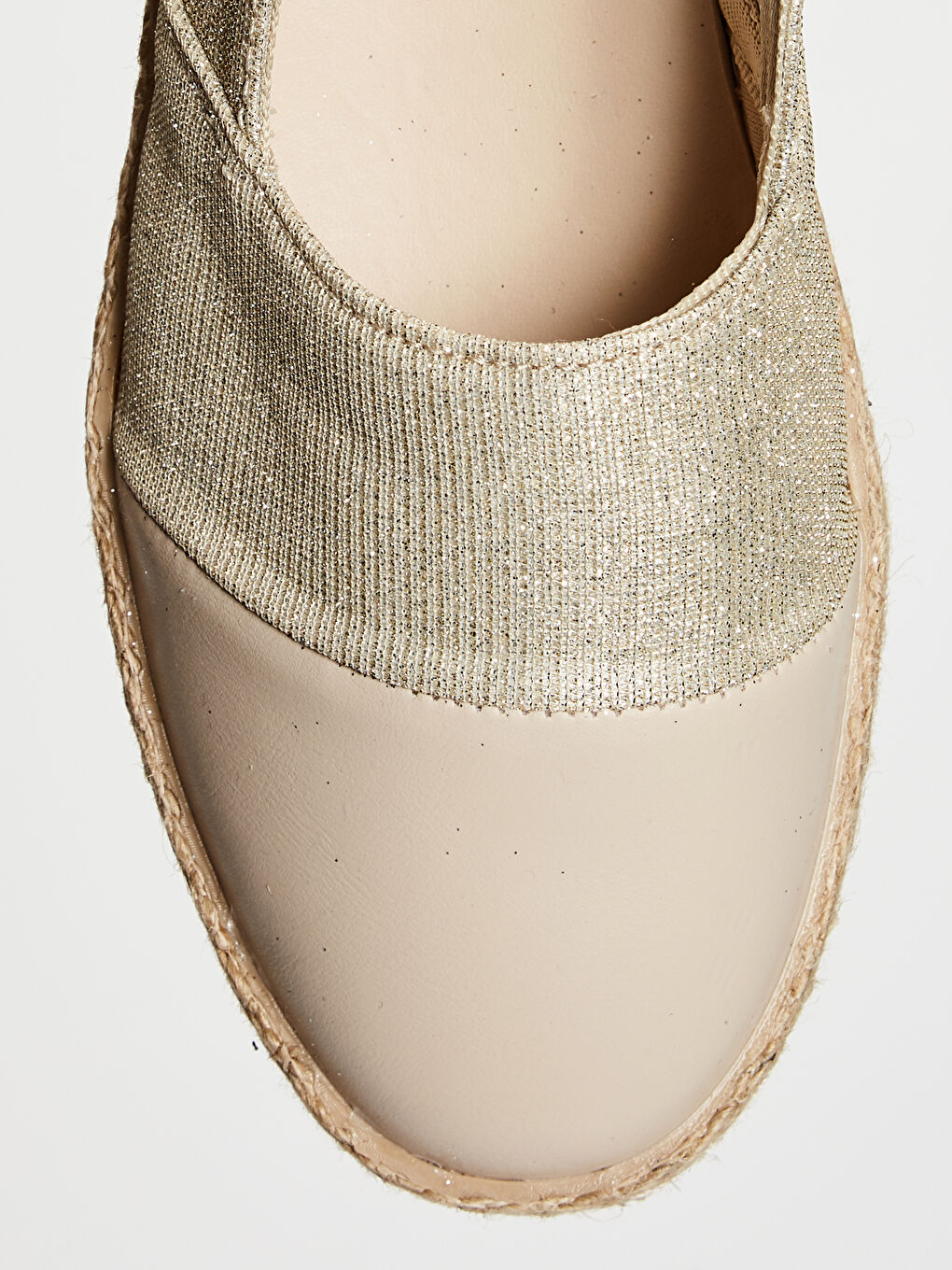 Bej Kadın Parlak Espadril Ayakkabı-4