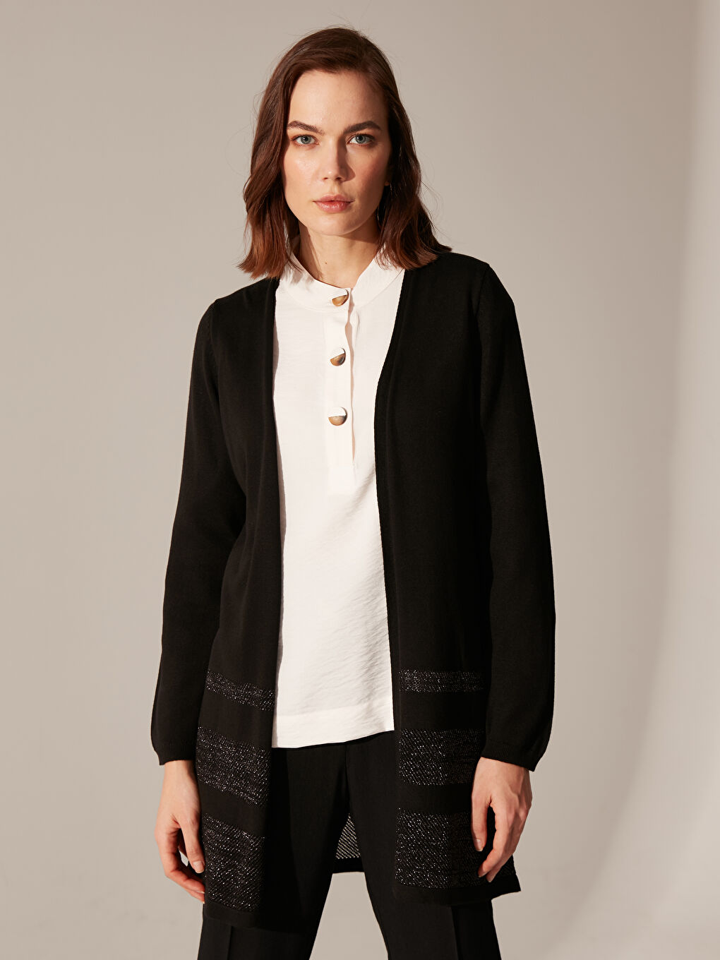 LCWAIKIKI Classic Woman BLACK Cardigan -0SG299Z8-CVL