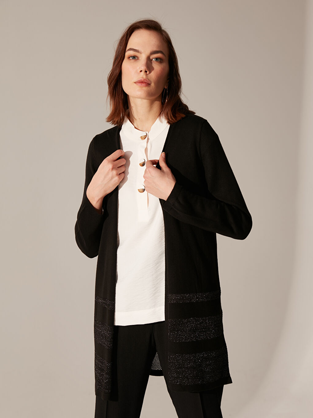 LCWAIKIKI Classic Woman BLACK Cardigan -0SG299Z8-CVL