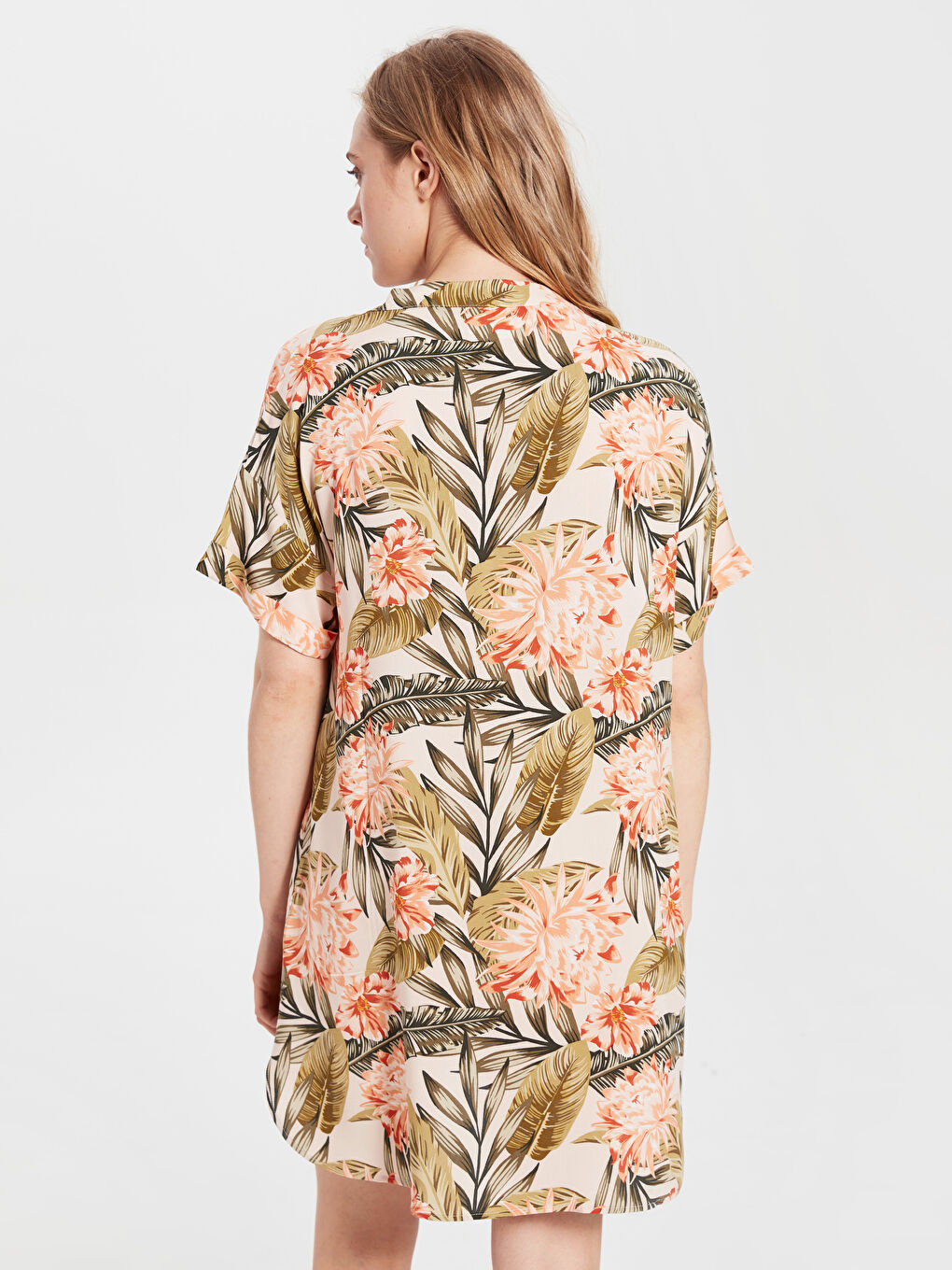 Yeşil Standart Fit Kısa Kollu Poplin Kadın Elbise-3