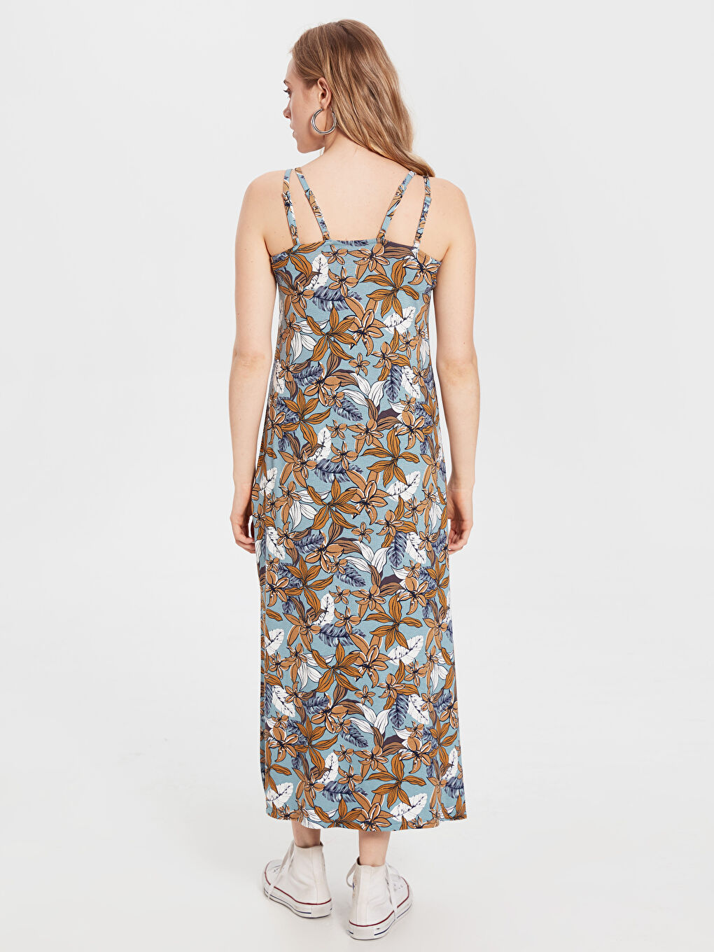 Mavi Standart Fit Askılı Jarse Kadın Elbise-2