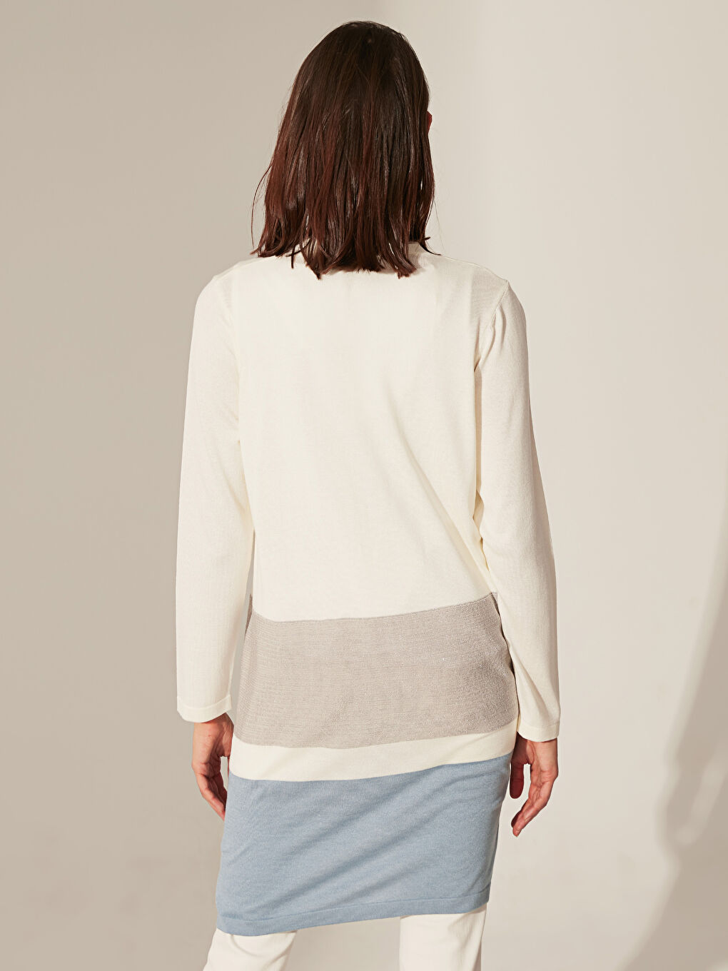 Mavi Uzun Kollu Kadın Hırka-4