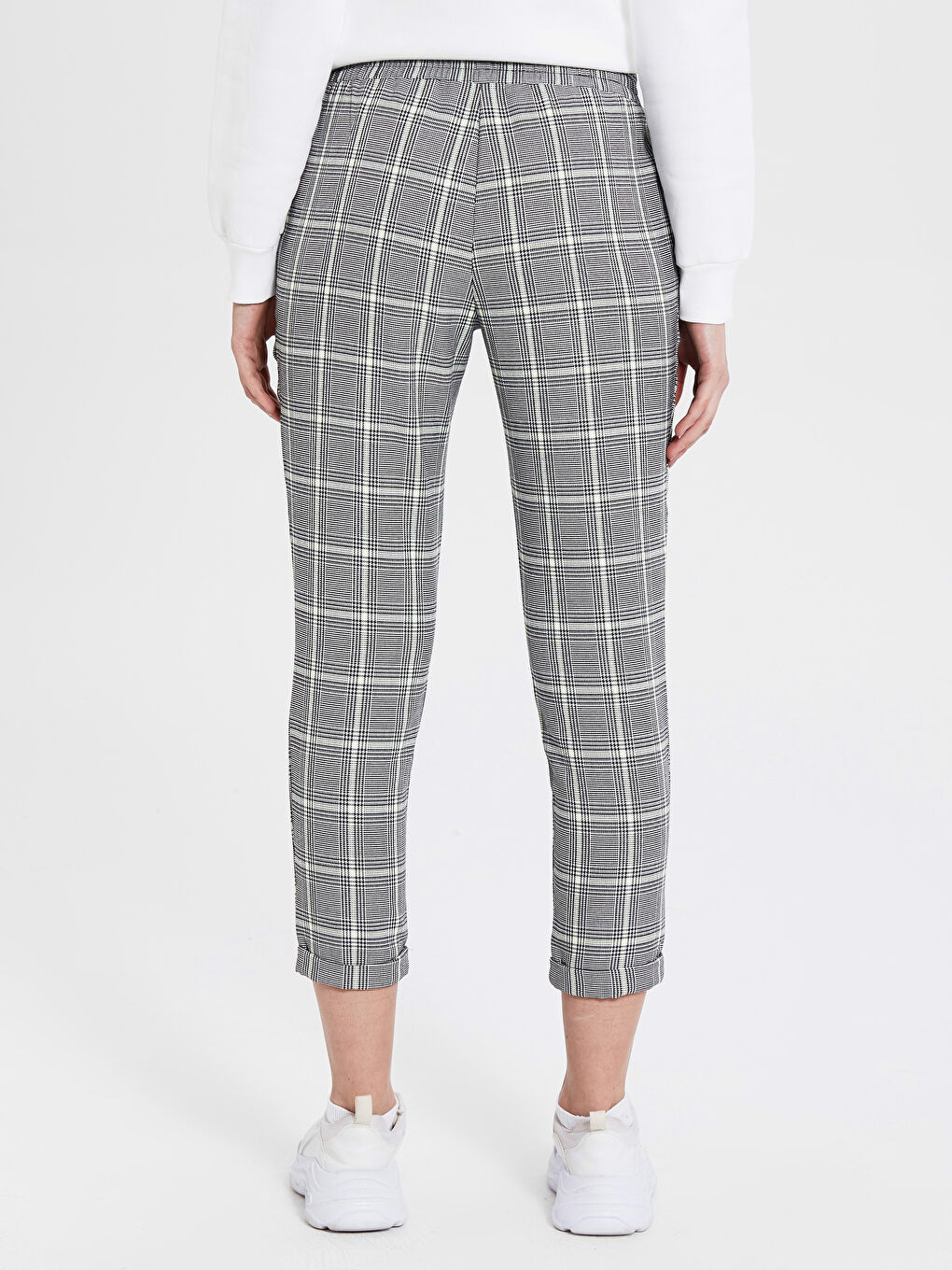Mom Fit Plaid Gabardine Women's Trousers-2