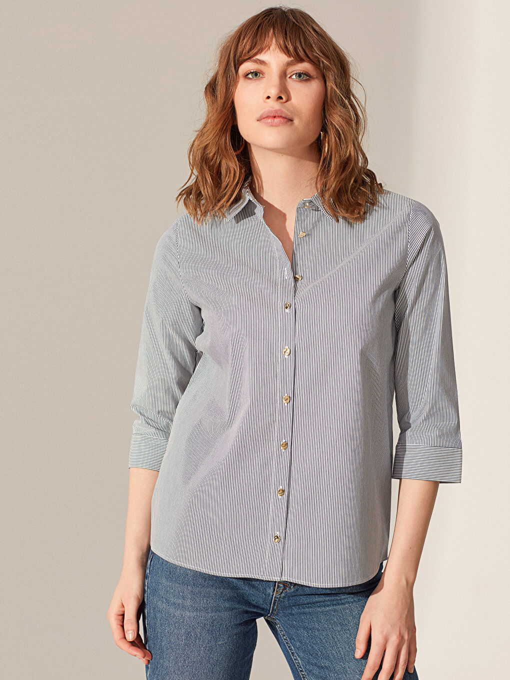 Lacivert Çizgili Gömlek