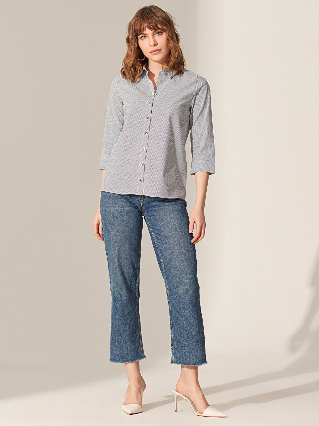 Lacivert Çizgili Gömlek-1