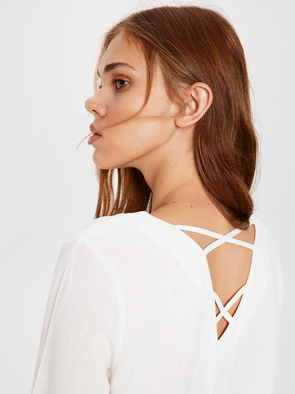 تونيك كم طويل بياقة على شكل حرف V للسيدات-1