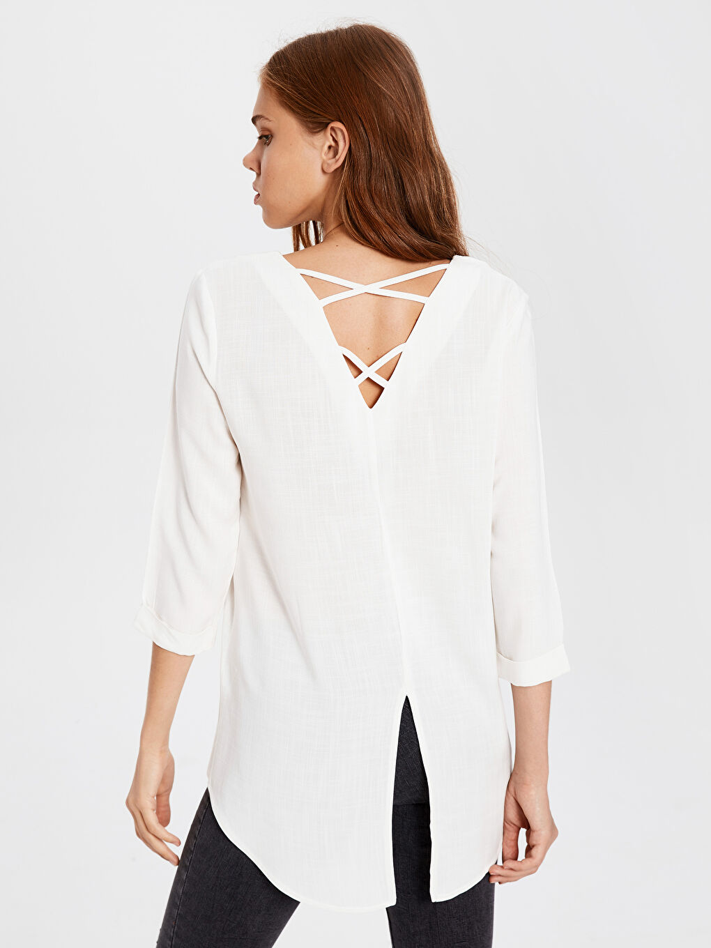 تونيك كم طويل بياقة على شكل حرف V للسيدات-2