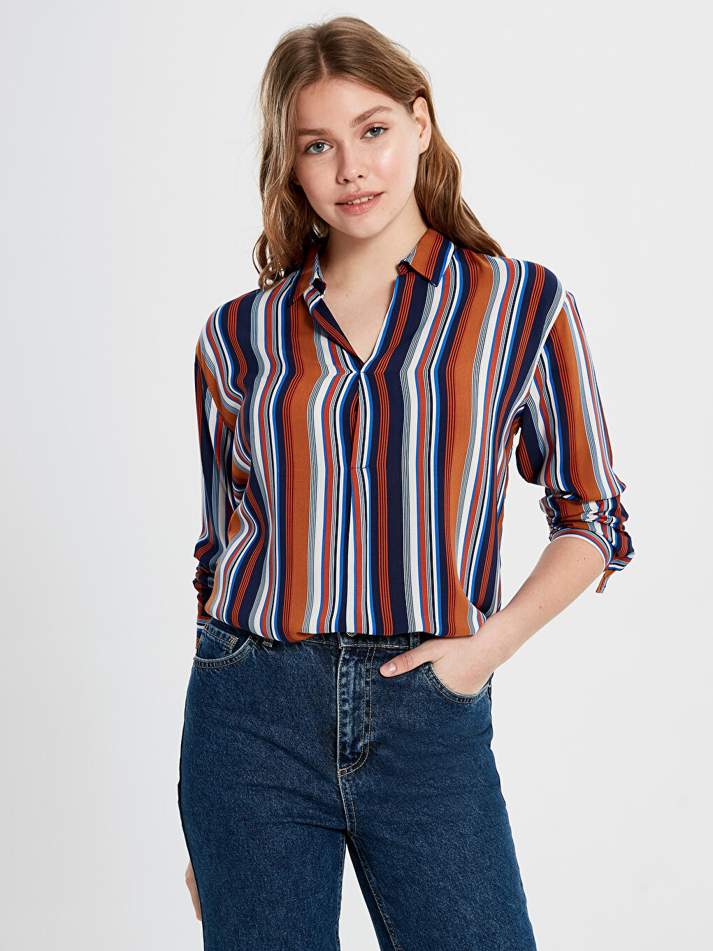 Standard Fit Long Sleeve Women's Blouse-3