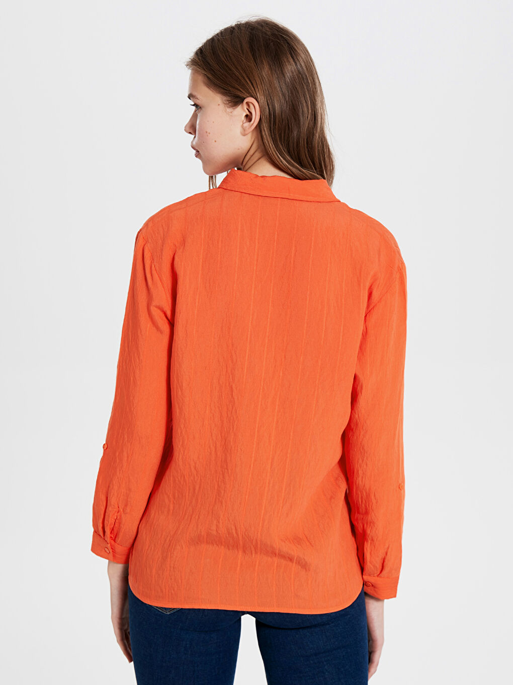 Turuncu Standart Fit Uzun Kollu Kadın Bluz-3