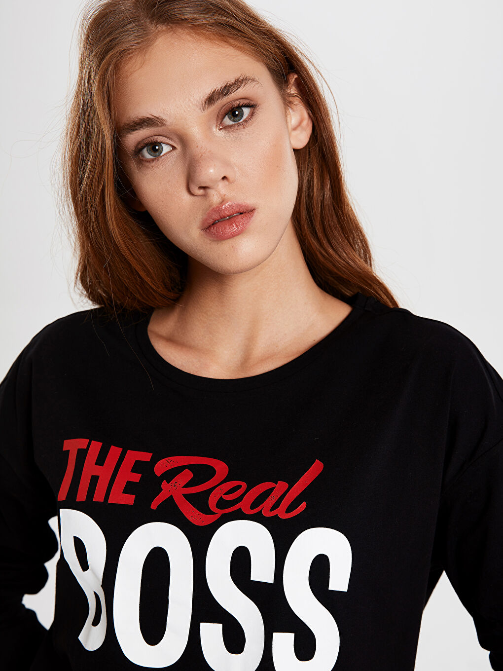 Kırmızı Bisiklet Yaka Uzun Kollu Kadın Pijama Takım-3