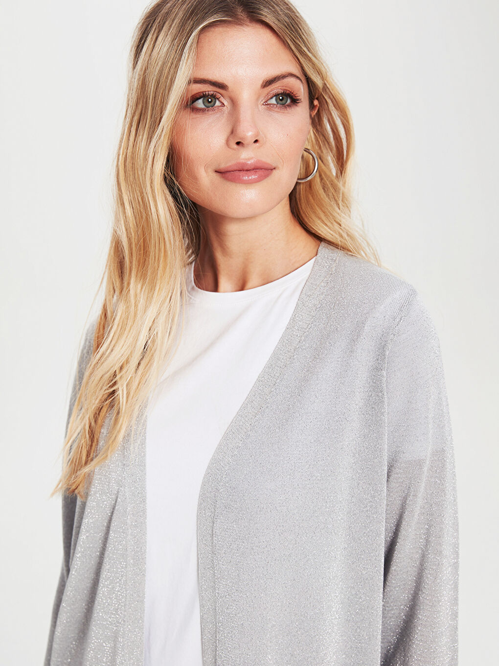 Açık Gri Melanj Hırka-3