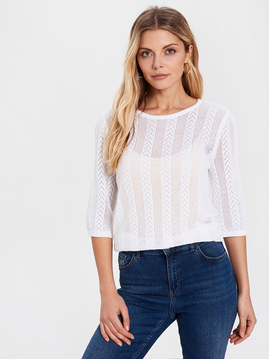 Ekru Bisiklet Yaka Kadın Kazak