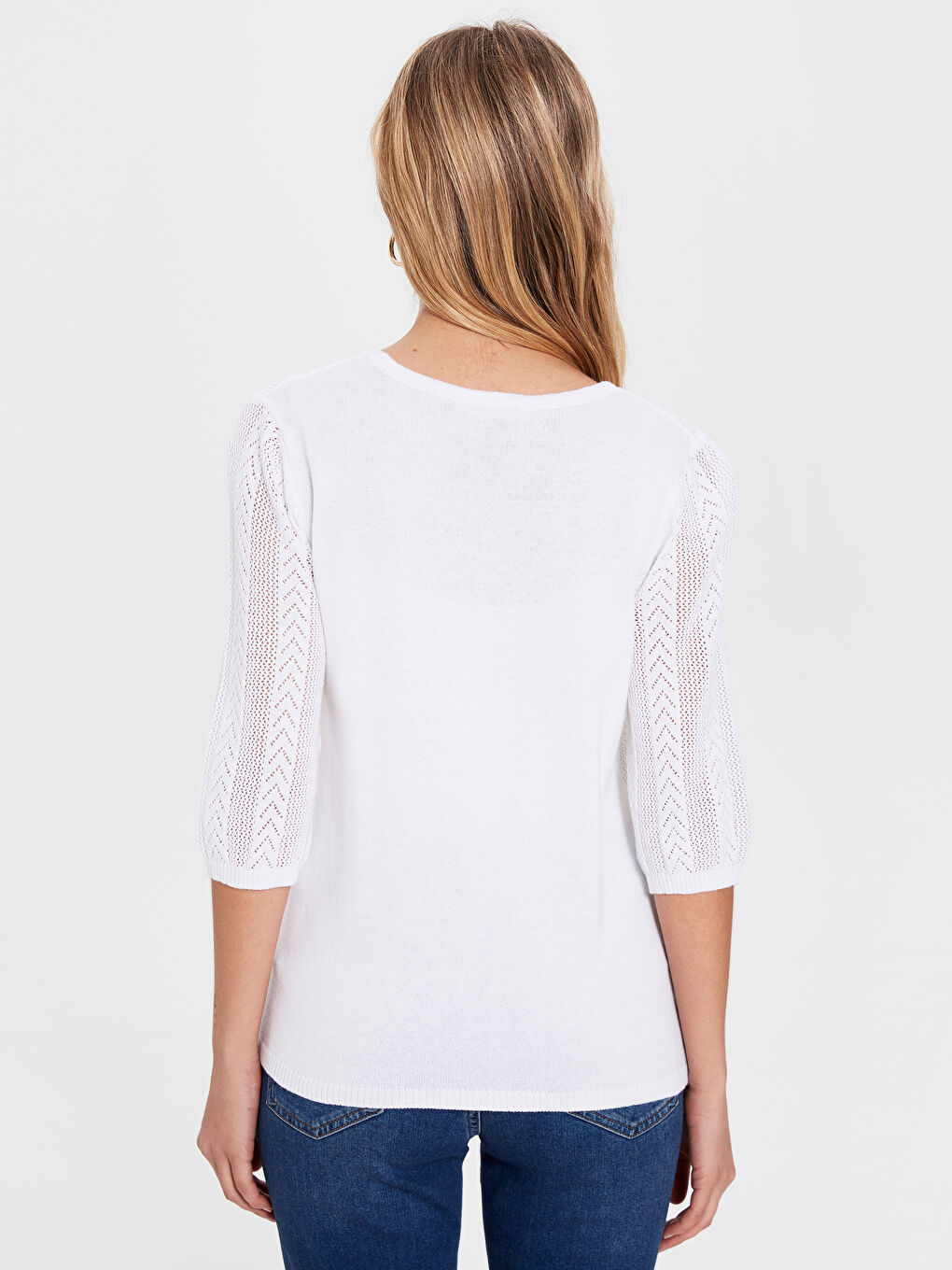 Ekru Bisiklet Yaka Kadın Kazak-3