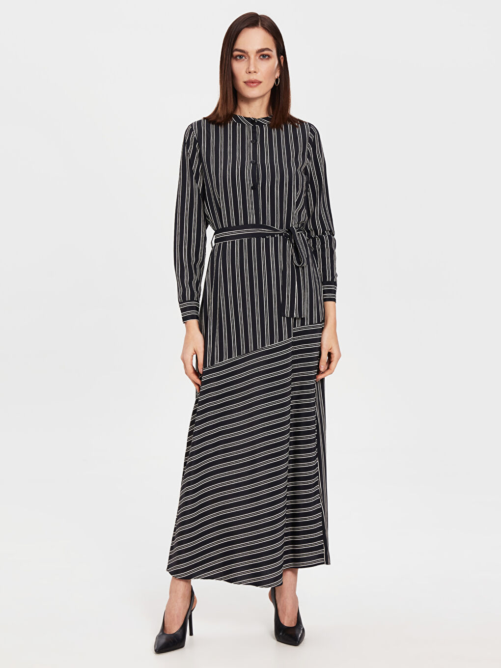 Siyah Standart Fit Uzun Kollu Kadın Gömlek Elbise