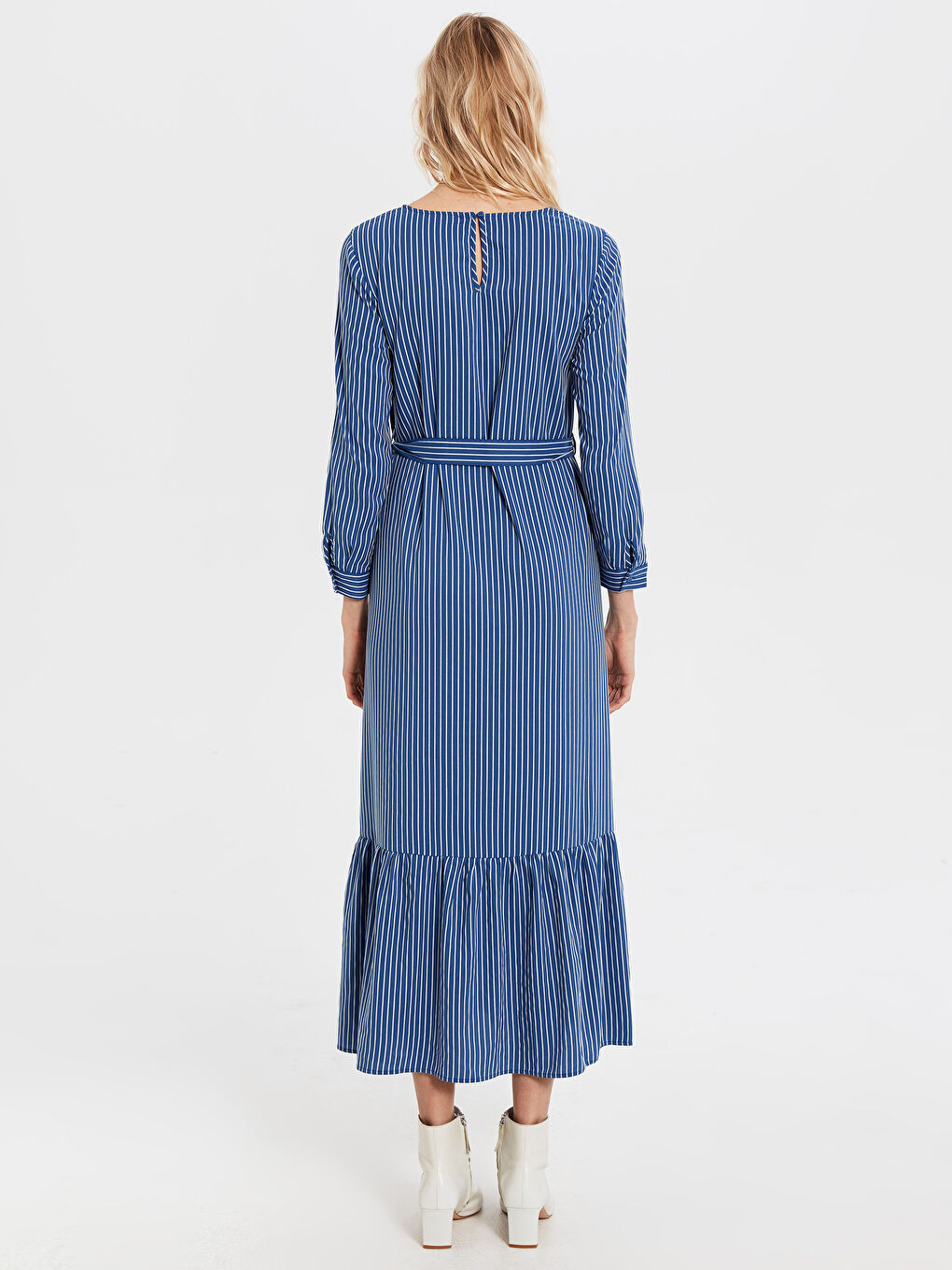 Mavi Çizgili Elbise-3