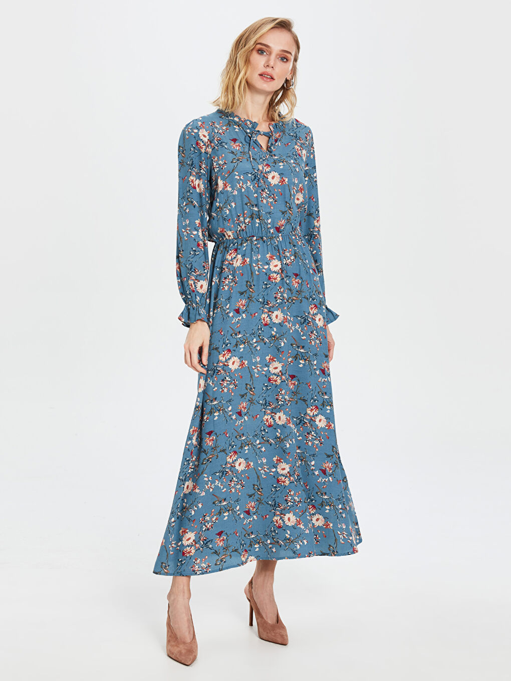 Yeşil Standart Fit Uzun Kollu Kadın Elbise