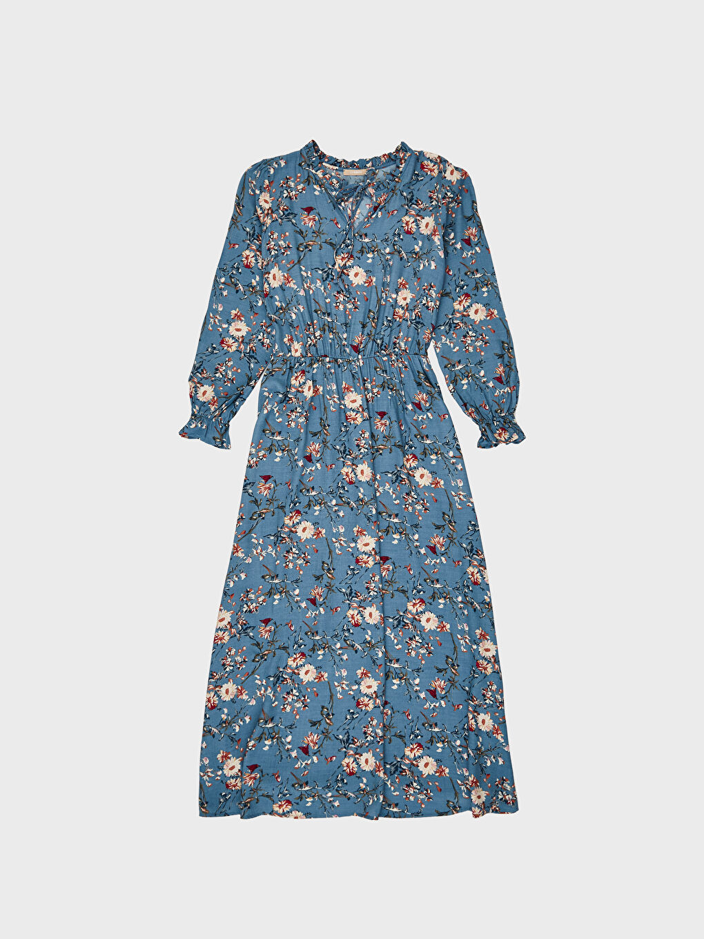 Yeşil Standart Fit Uzun Kollu Kadın Elbise-1