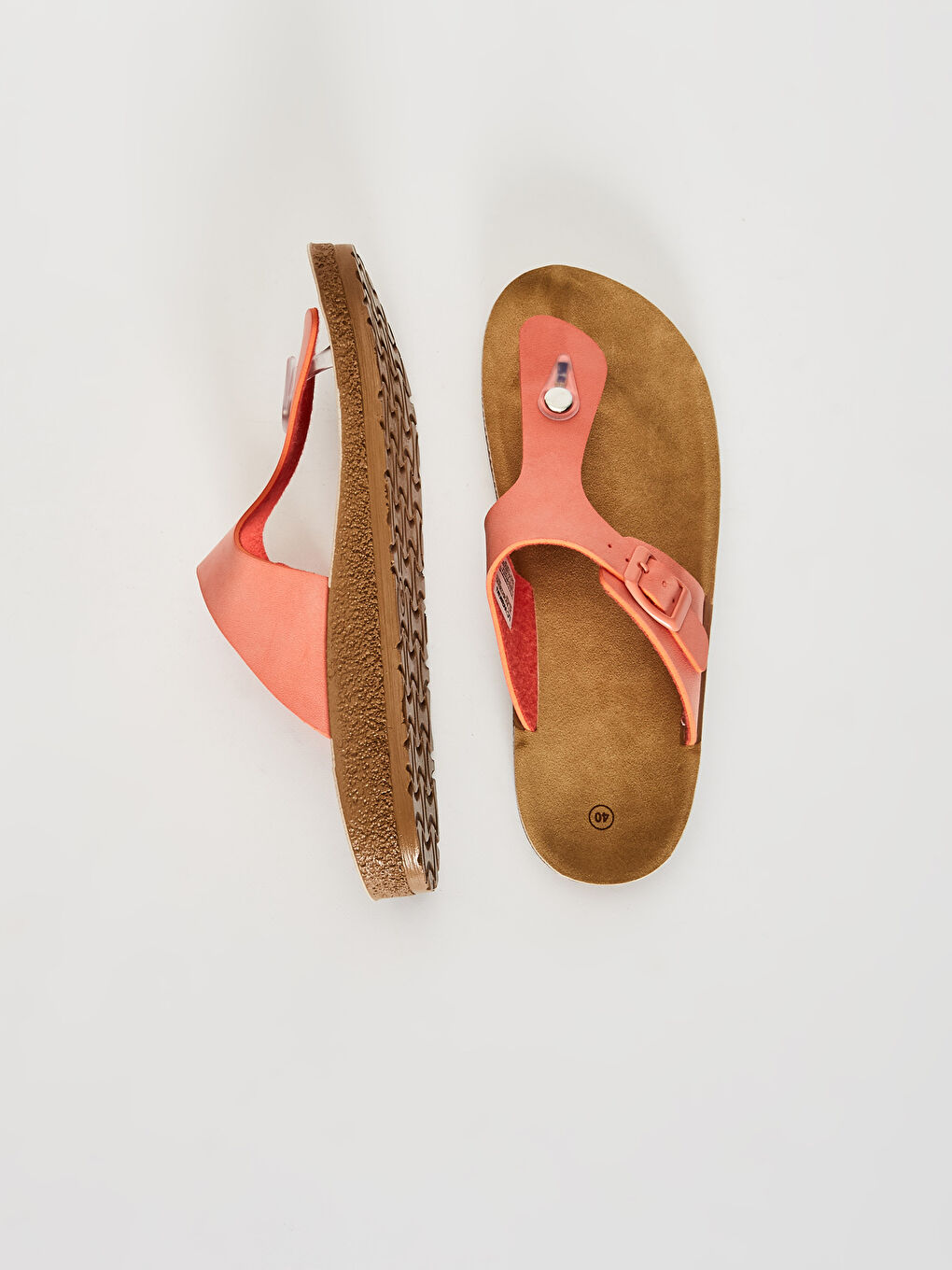 Kırmızı Kadın Toka Detaylı Parmak Arası Terlik-1