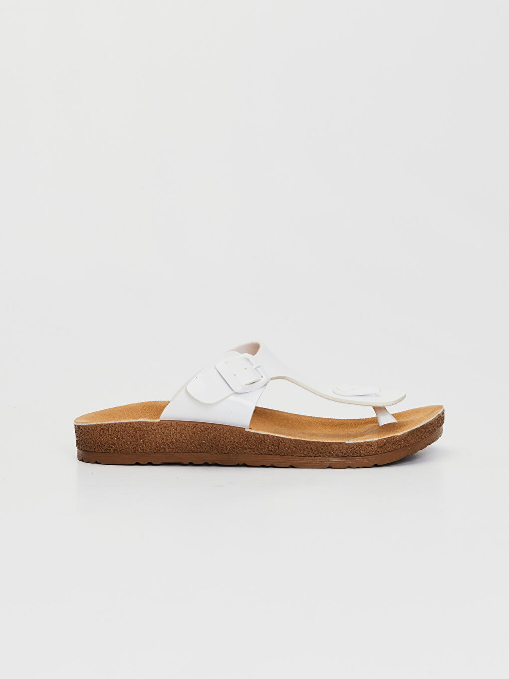 Beyaz Kadın Toka Detaylı Parmak Arası Terlik