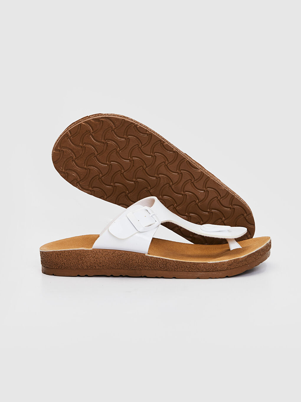 Beyaz Kadın Toka Detaylı Parmak Arası Terlik-2