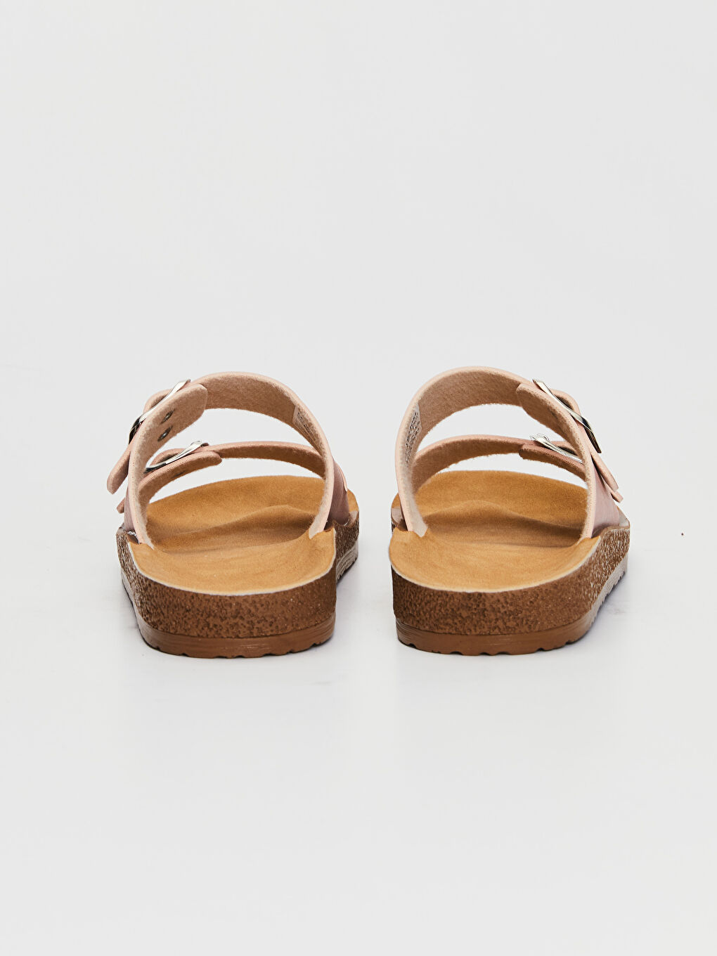 Pembe Kadın Çift Bantlı Kalın Taban Terlik-3