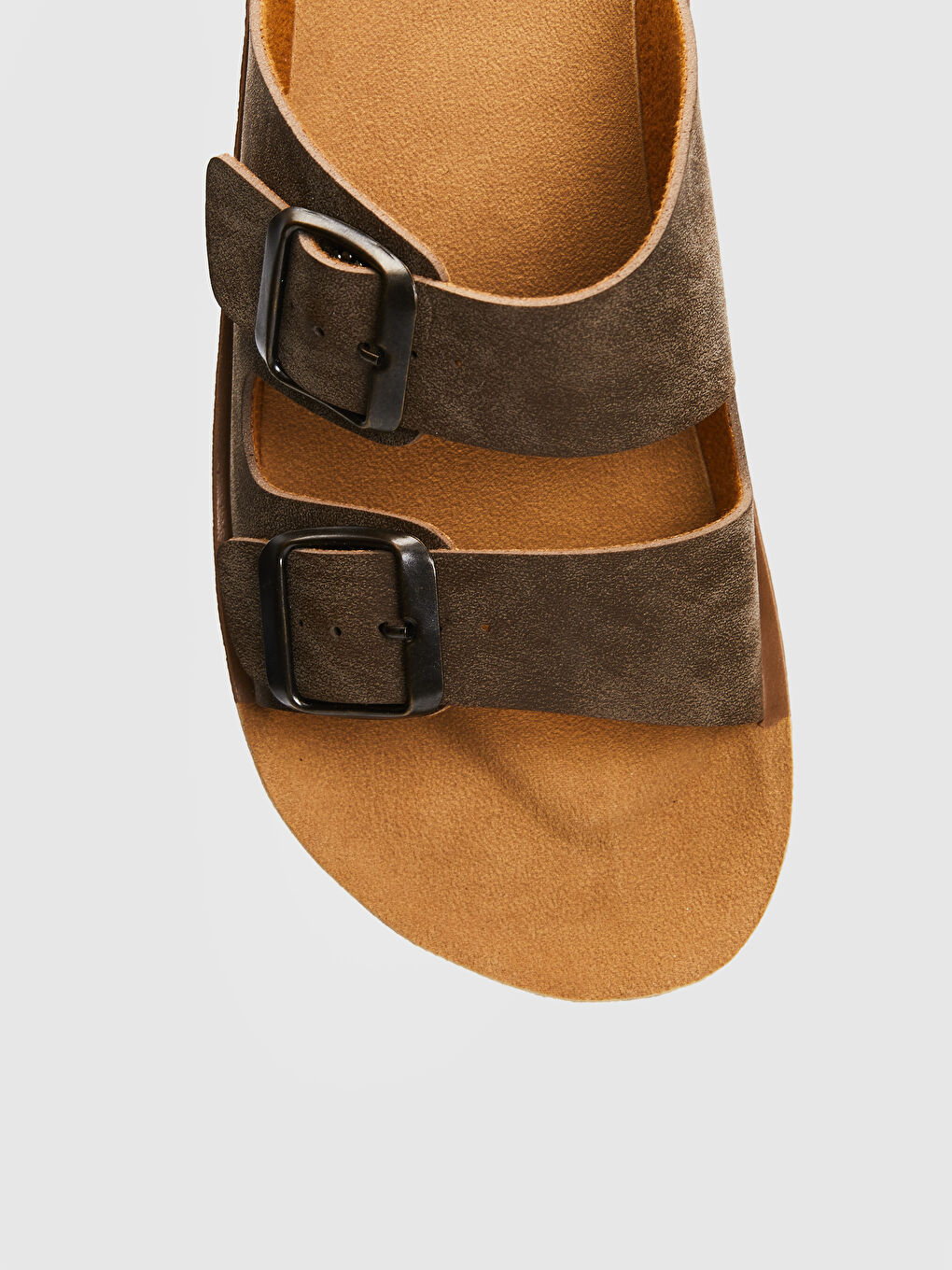 Kahverengi Kadın Çift Bantlı Kalın Taban Terlik-4