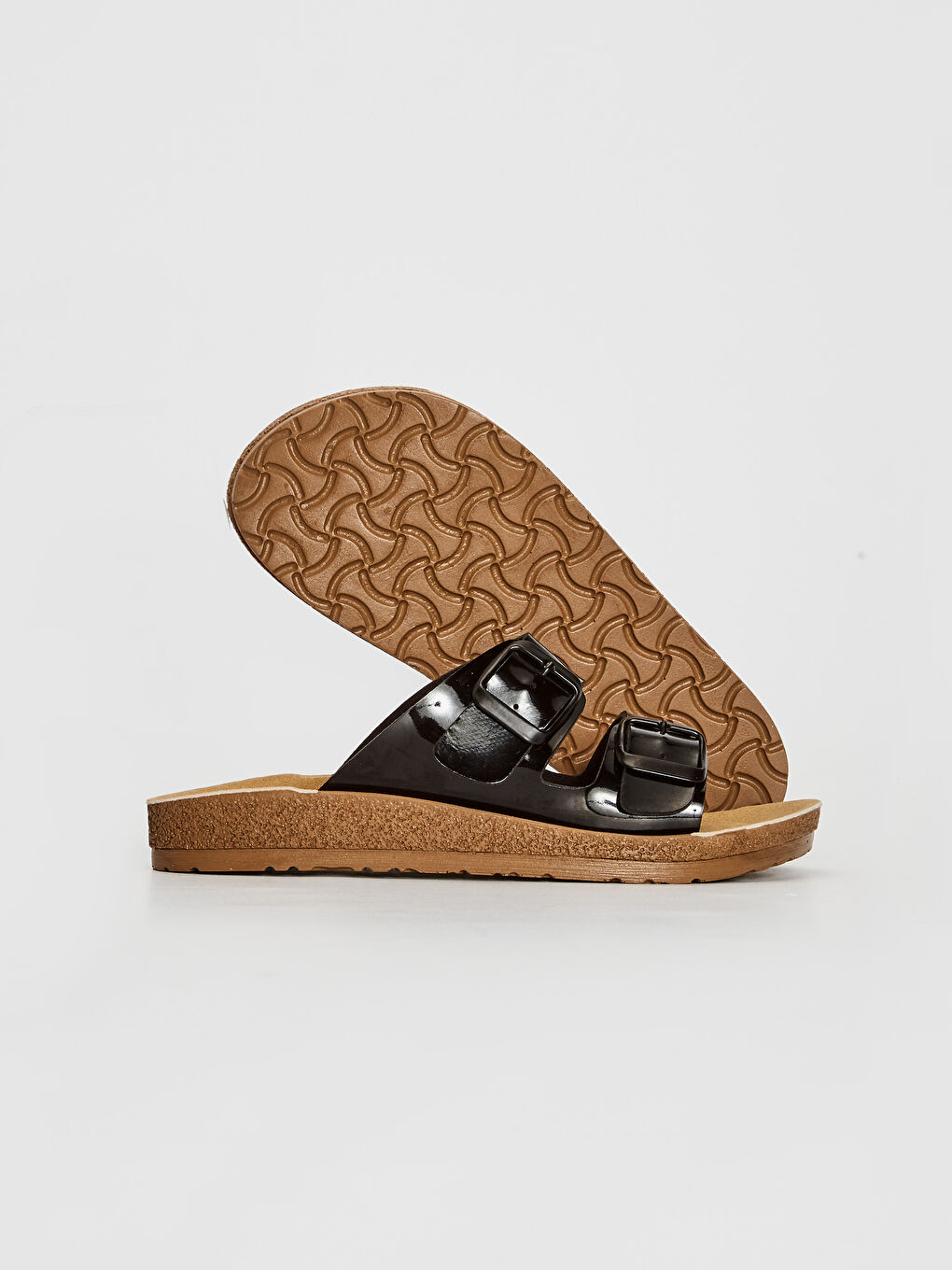 Женские тапочки с двойными ремешками и толстой подошвой-2