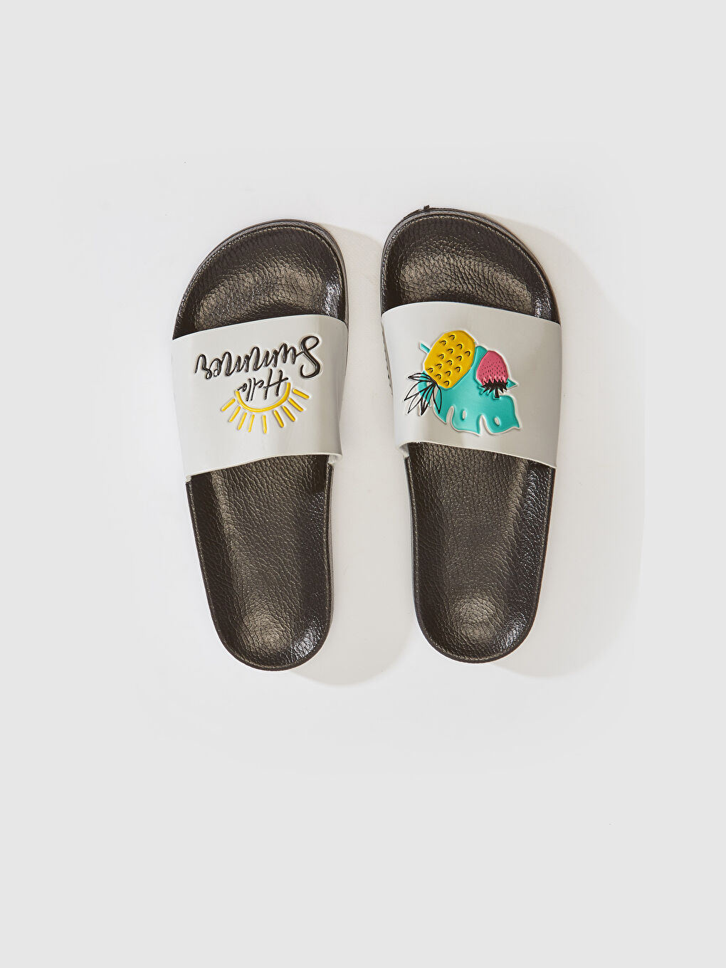 Однополосные женские тапочки с принтом-2