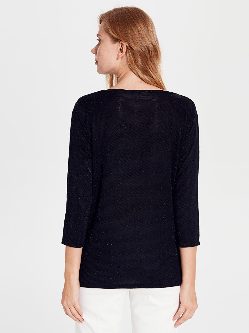 Siyah Işıltılı Süprem Uzun Kollu Kadın Tişört-3