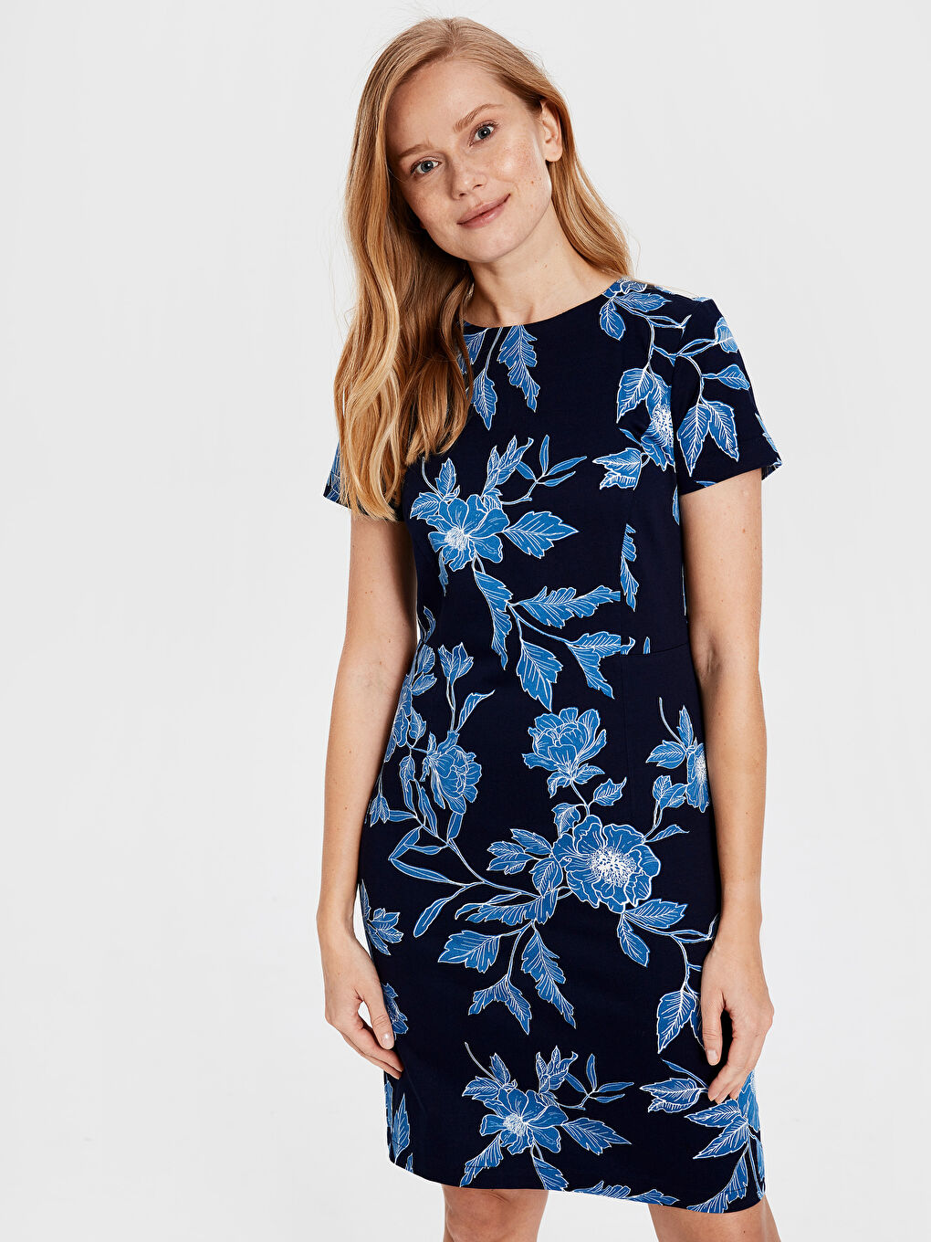 Haljine za Žene od Pamuka sa Cvetnim Uzorkom i Kratkim Rukavima-7