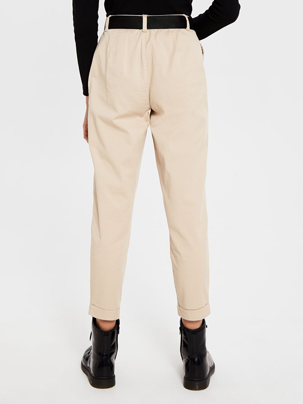 Bej Rahat Kalıp Gabardin Kadın Pantolon-2