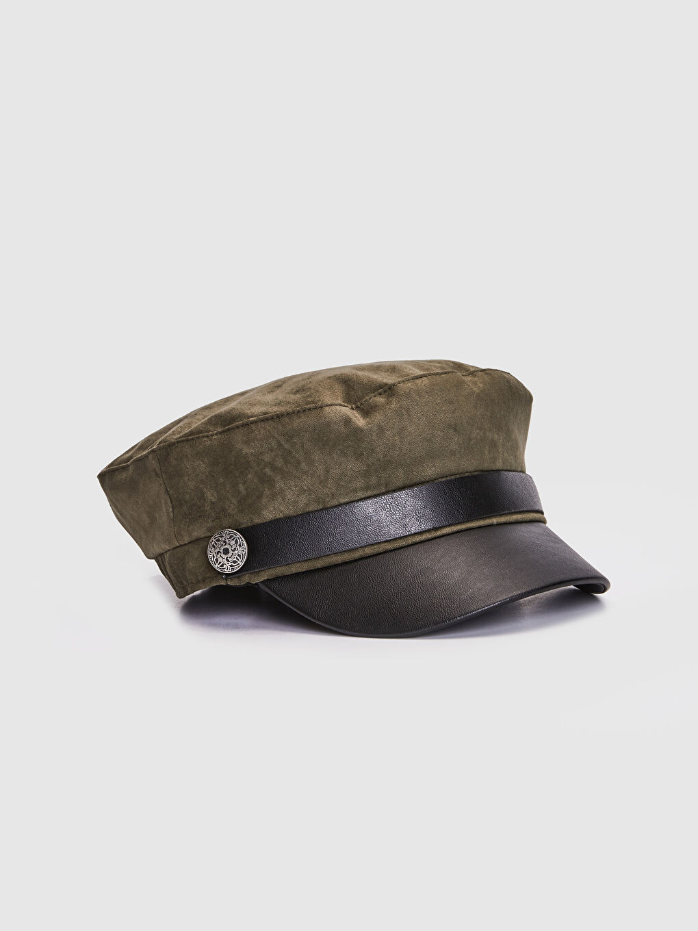 Haki Süet Görünümlü Kadın Denizci Şapka