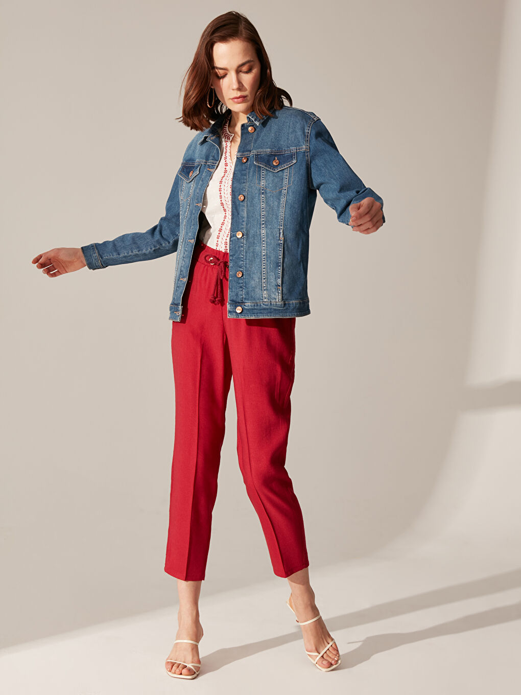 İndigo Uzun Kollu Kadın Jean Ceket-3