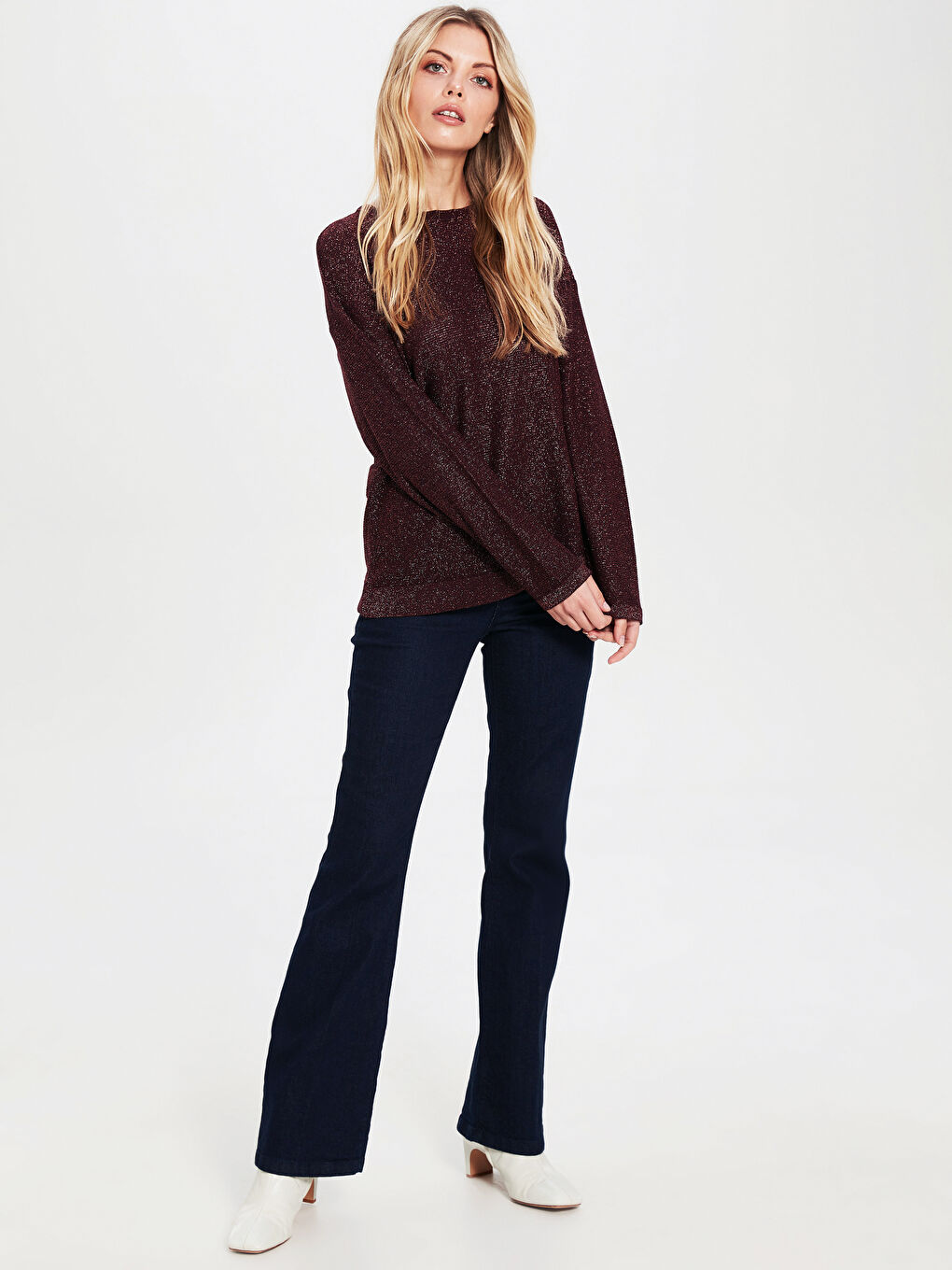 Mürdüm Bisiklet Yaka Uzun Kollu Kadın Kazak-1