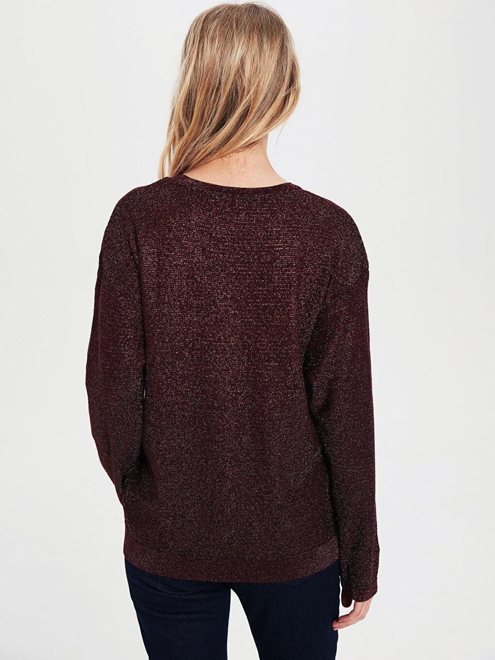 Mürdüm Bisiklet Yaka Uzun Kollu Kadın Kazak-2