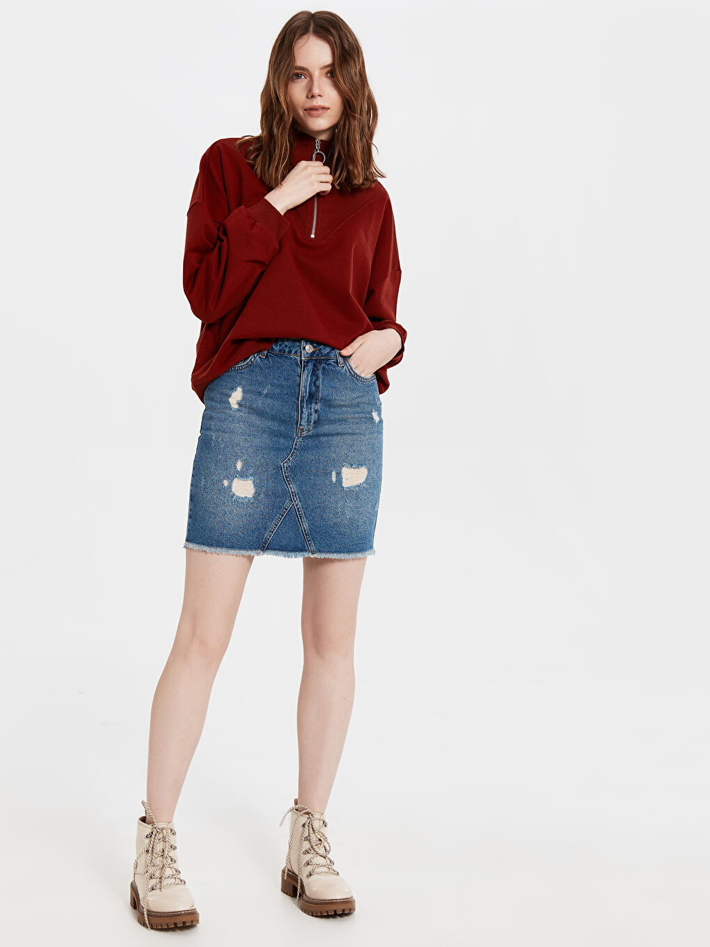 Woman INDIGO Denim Skirt-1