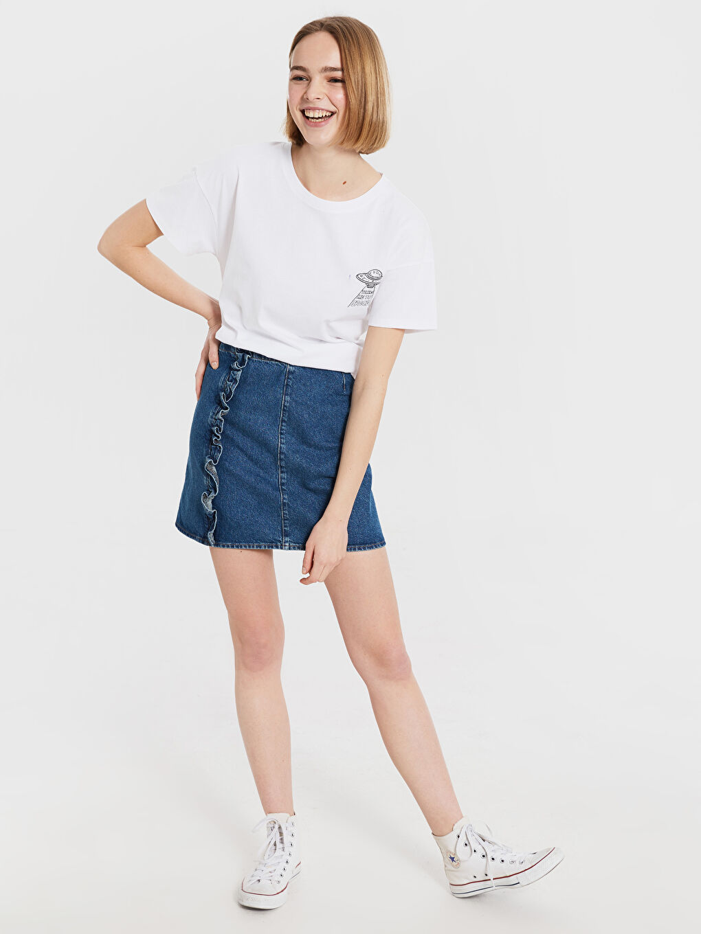 جيبة دينيم عادية للسيدات