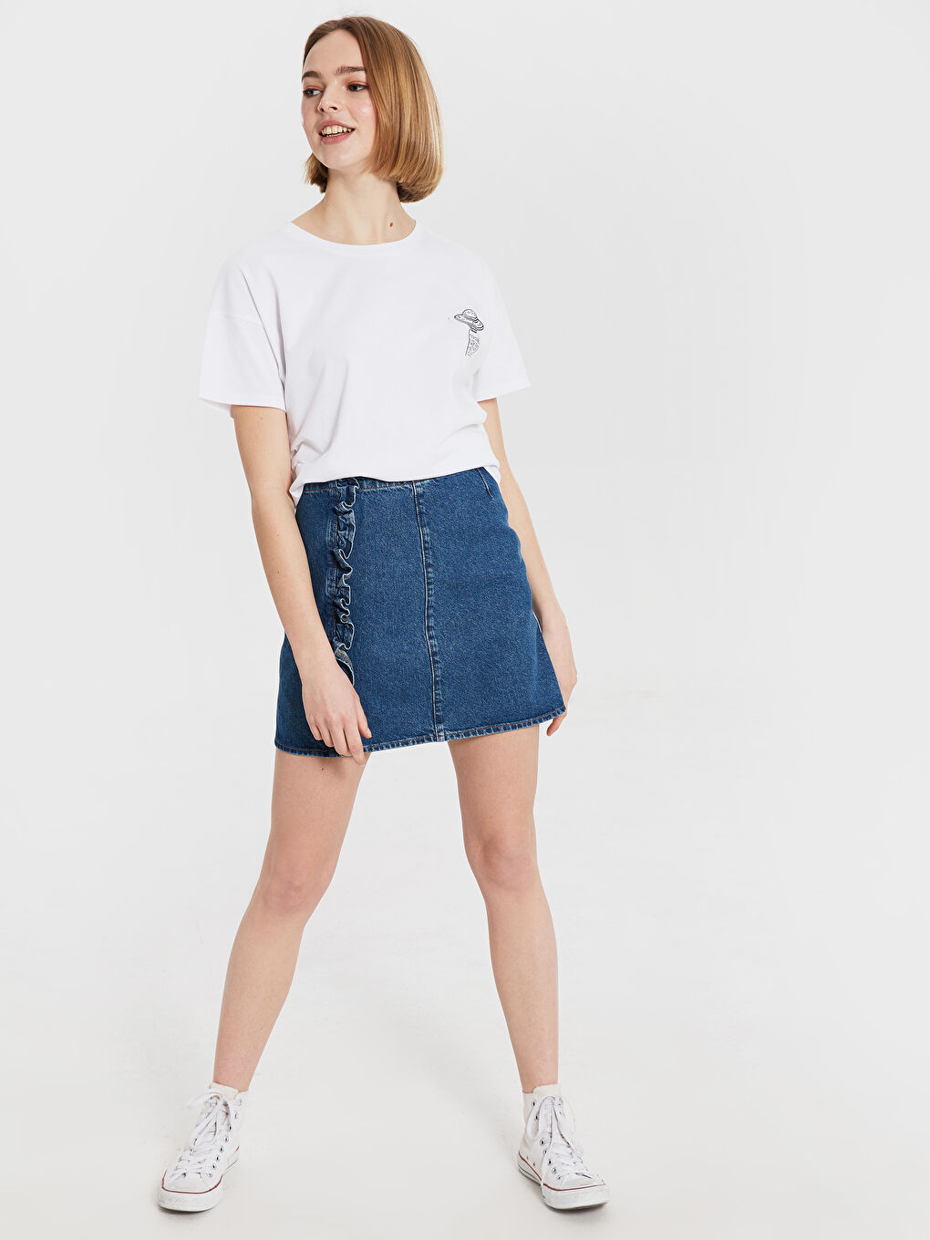 جيبة دينيم عادية للسيدات-1