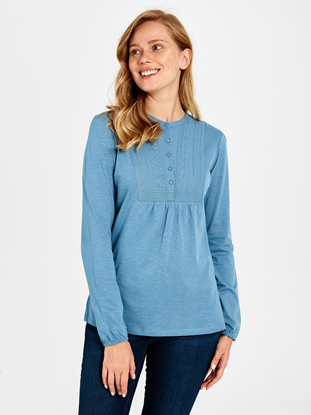 T-shirt à manches longues et col rond pour Femmes-1