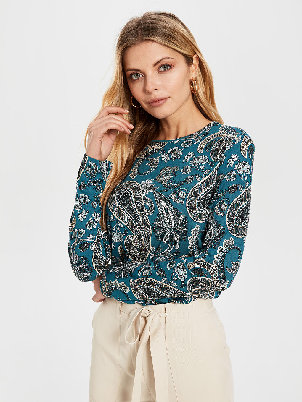 Yeşil Uzun Kollu Bisiklet Yaka Tişört